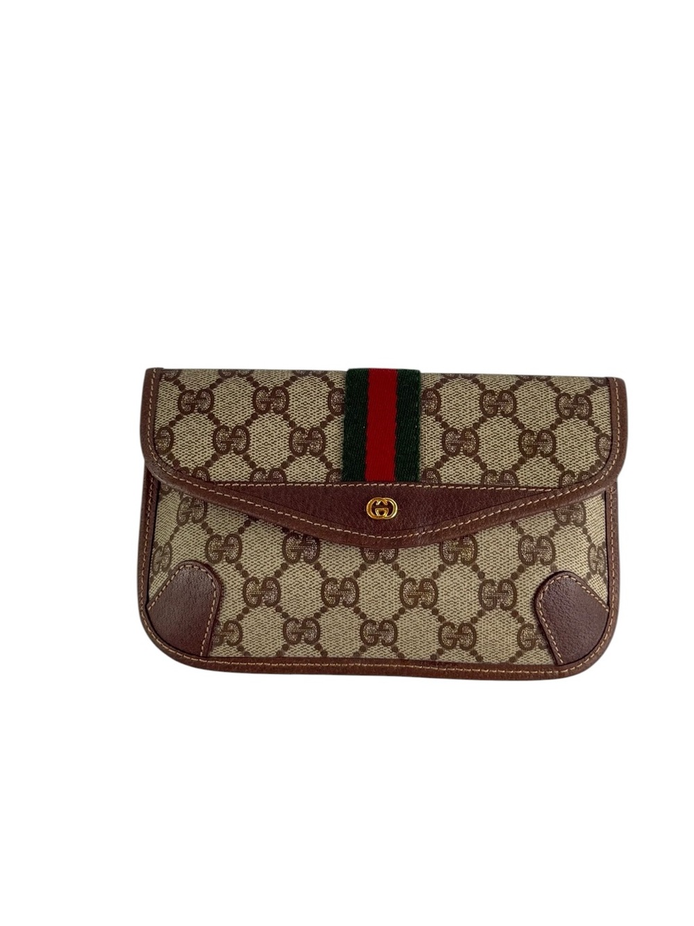 GUCCI Sherry Line Brown GG Canvas and Leather Trim Mini Clutch Pouch Coin Purse - Picture 3 of 17
